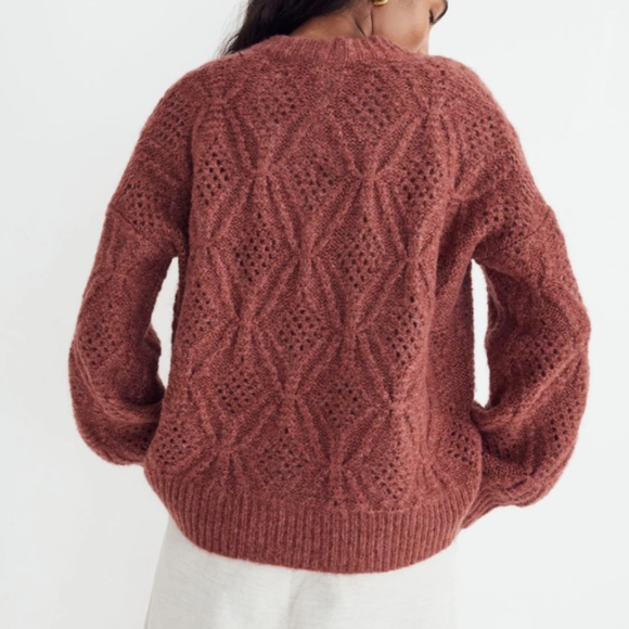 Madewell Pointelle Balloon-Sleeve Pullover Sweater size S - Picture 10 of 10